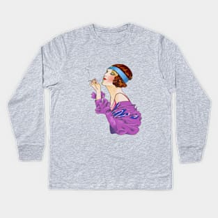 Smoking Lady Kids Long Sleeve T-Shirt
